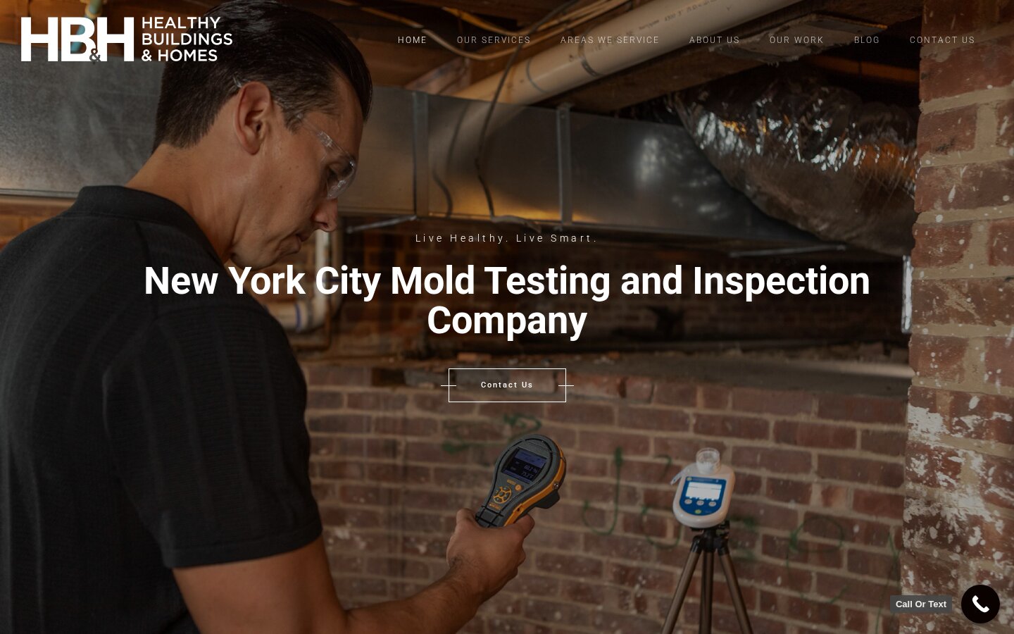 Mold Testing New York City website by Healthy Buildings & Homes, a New York SEO and AI search client
