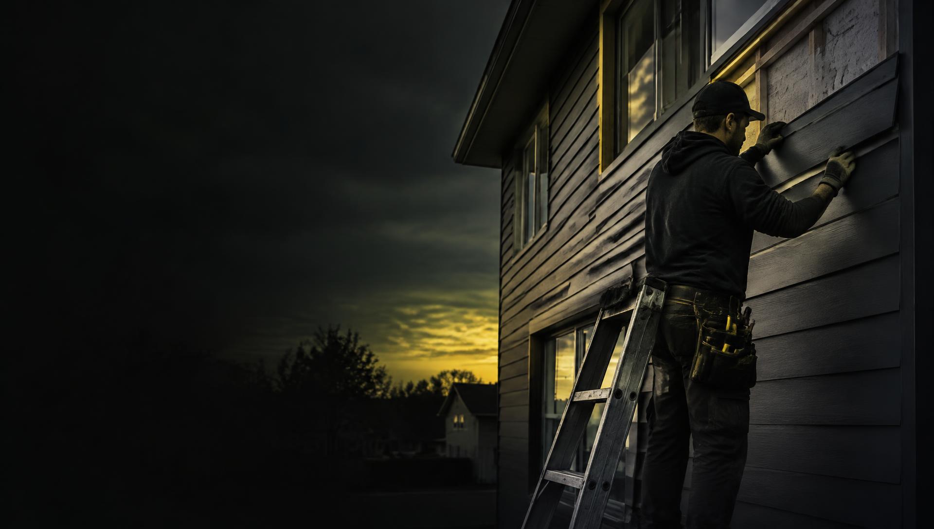 Siding contractor installing vinyl siding on a Long Island home, representing siding SEO and local search